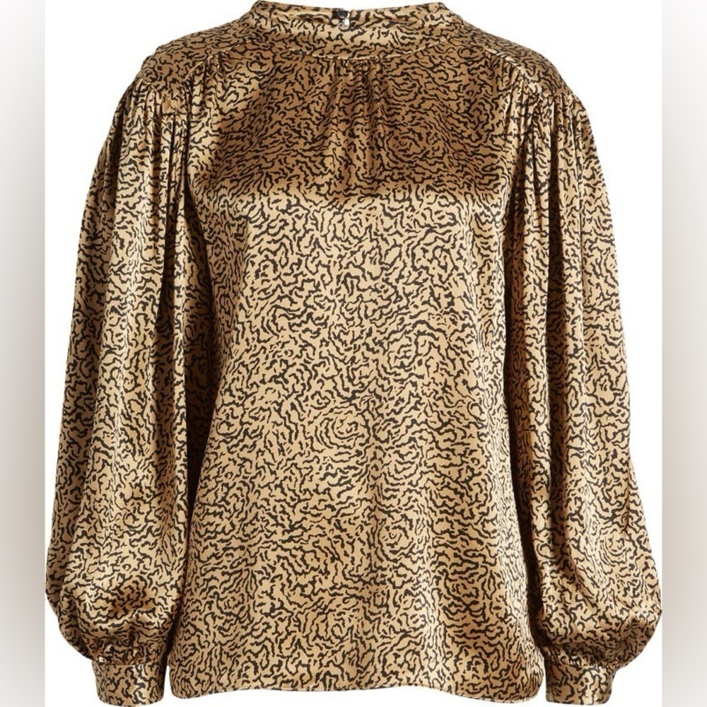 Abstract Print Balloon Sleeve Silk Top
FRAME